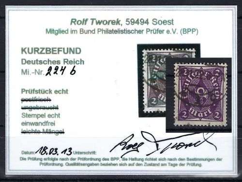 C) DR Mi 224 b ° einwandfrei, KB Tworek BPP, ME 110€