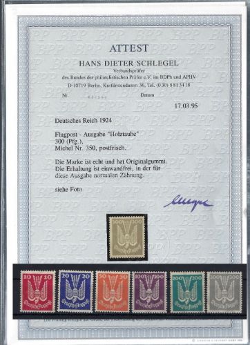 C) DR Mi 345-350 ** (ohne 344), Gepr./FFA Schlegel BPP, ME 1.500€