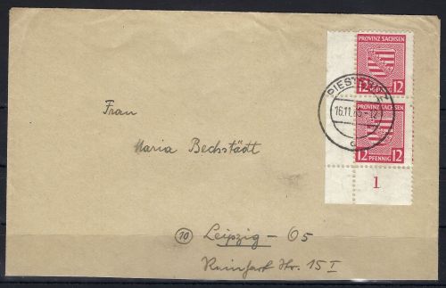 C) P Sachsen, Mi 71 XA senk. Paar, MeF, gepr. Ströh BPP, portogerecht