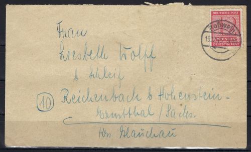 C) West Sachsen Mi 116 CX EF Roßwein n. Reichenbach, portogerecht