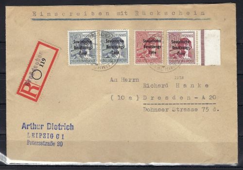 C) SBZ Mi 195 a Einschreiben / MiF Großdeuben n. Dresden