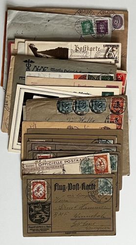 Belegepartie vor 1945, dabei 6 Flugpostbelege Mi I und II