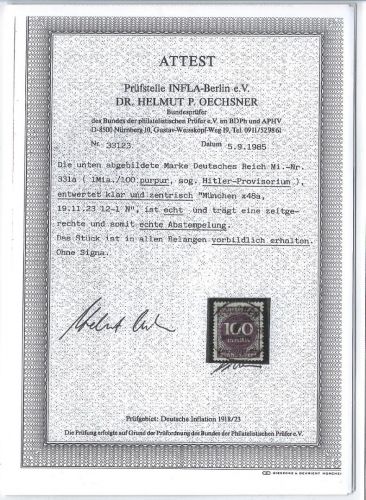 C) DR Hitler Provisorium, Mi 331a ° Luxus, FFA-Kopie Oechsner, 4.500€