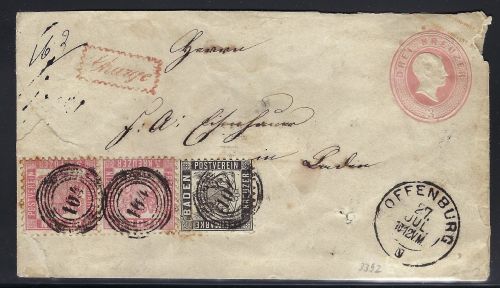 Baden GA-U 3 Kr. zus. Mi 17+18 Paar, Charge/Einschreiben aus Offenburg