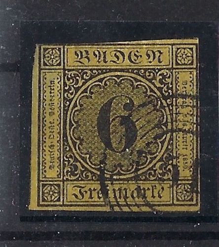 Baden Ringstempel 51 "Graben" auf 6 Kreuzer gelb