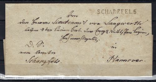 Hamburg Vorphilabrief mit L1 Schwarzfels n. Hannover