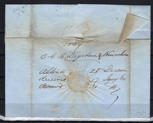 Hamburg Vorphilabrief von HH ü. Bremen n. New York, 5/10 Loth