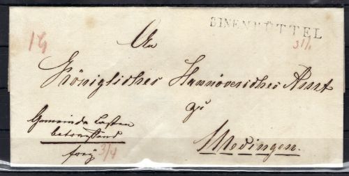 Hannover Vorphilabrief mit L1 Binenbüttel n. Medingen