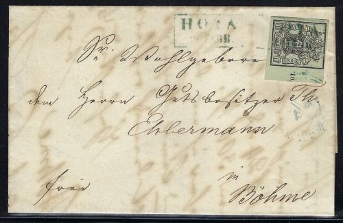 Hannover 2a ° EF Randstück mit RZ 10 und blauem Ra2 "Hoya"