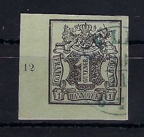 Hannover Mi 2 ° Eckrand UL mit RZ 12 und blauem K2 Celle