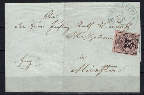 Hannover Mi 3a mit blauem K2 Osterkappeln sowie Nierenstempel