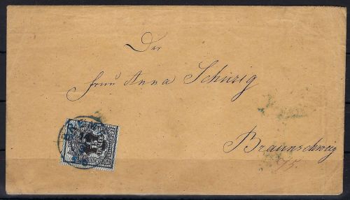 Hannover Mi 11 EF mit blauem K2 Bremen n. Braunschweig