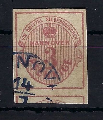 Hannover Mi 13b ° voll- bis überrandig, unten mit Teil der Nebenmarke