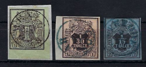 Hannover Mi 2, 3, 4 je ideal gestempelt, Mi 2 Eckrand UR