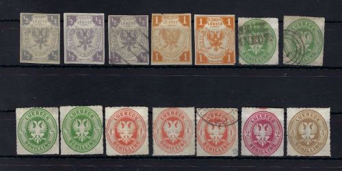 Lübeck Lot von 14 Werten * / (*) / °, inkl. Mi 6 ° (ME 2.000€)