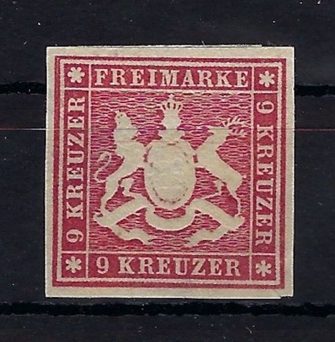 Württemberg Mi 9 ND * mit Falz und Gummi, ME 300€