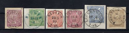 NDP Mi 1-6 auf 6 Briefstücken in Luxus Qualität ideal gest., signiert