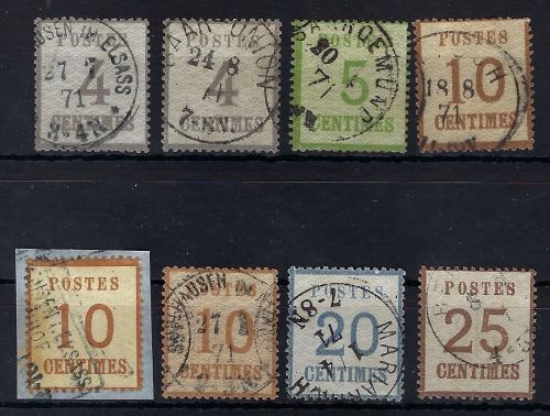 NDP OPD-Elsass/Lothringen, Mi 3-7II° teils doppelt/dreifach, ME 1.265€