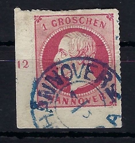 Hannover Mi 23y ° Eckrand UL mit RZ 12