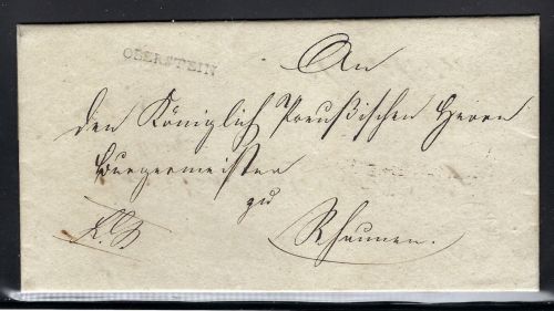 Preußen Vorphila 1832, Brief mit L1 Oberstein an den Bürgermeister