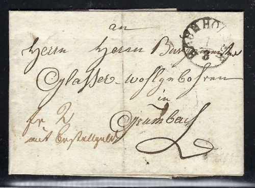 Preußen Vorphila 1837, Faltbrief von Baumholder nach Grumbach