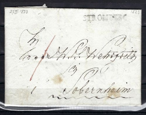 Preußen Vorphila 1823, Faltbrief mit L1 Stromberg n. Sobernheim