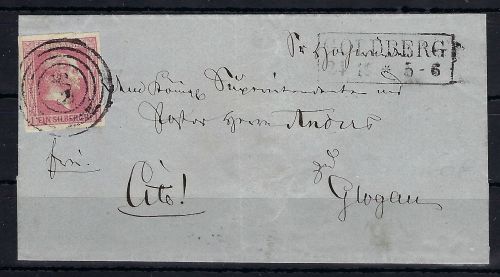 Preußen Mi 10a vollrandig als EF mit seltener Nr.-St. 509+Ra3 Goldberg