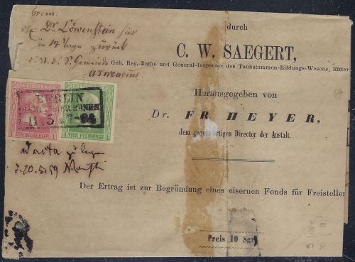 Preußen Mi 9-10 vollrandig MiF auf Teil-Drucksache aus Berlin