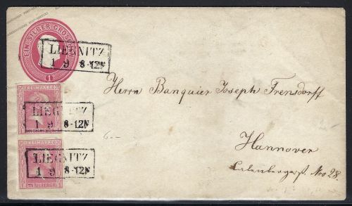 Preußen GAA 1+Mi 6 senk. Paar vollrandig mit Ra2 Liegnitz n. Hannover