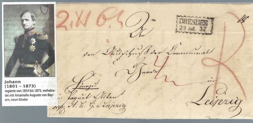 Sachsen 1837, vollständiger Brief unterzeich. Johann Herzog v. Sachsen