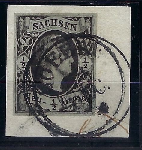 Sachsen Mi 3a vollrandig, Briefst., sauber K1 Löbau, gep. Rismondo BPP