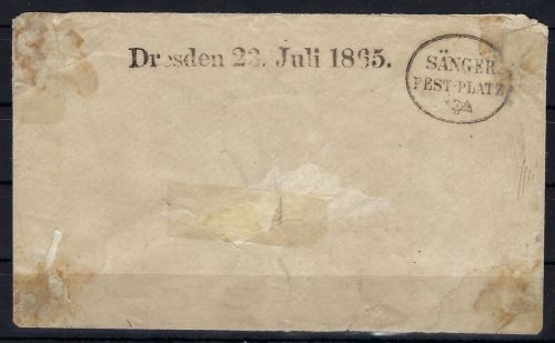 Seltener Sängerfest-Umschlag mit L1 Dresden + Ovalst. Sängerfest-Platz