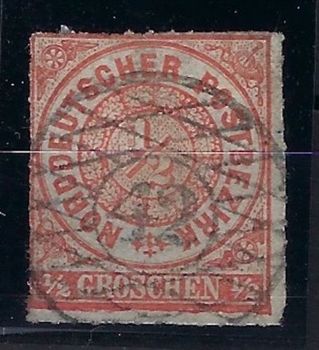 Sachsen Nachverwendung auf NDP Mi 3 , Gitterstempel 43 Mülsen