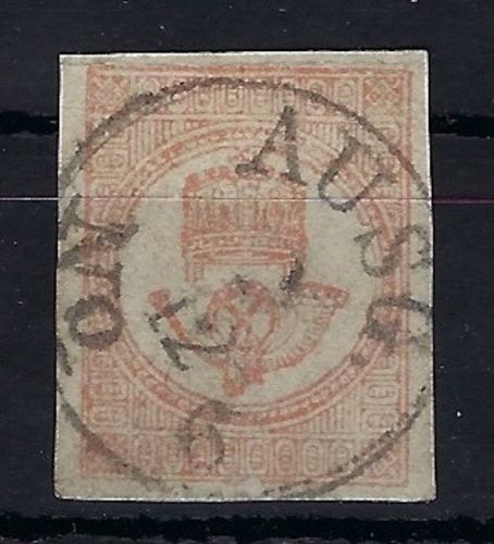 Sachsen Ausgabestempel No. 6 K1 auf Portomarke Ungarn, SELTEN