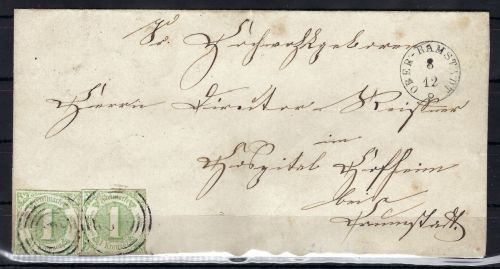 Thurn und Taxis Mi 41 als MeF mit Nr.St. 140 + K1 Ober-Ramstadt