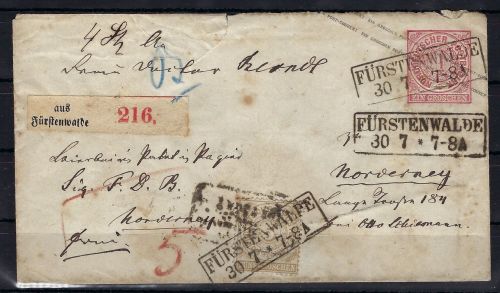 NDP U 1 + Mi 18 Paketbegleitbrief Ra2 Fürstenwalde n. Nordeney