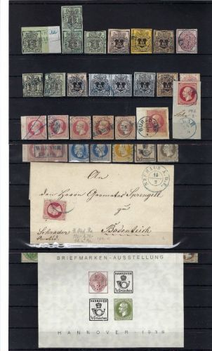 Hannover Lot von 34 Werten, 1 Brief und Ausstellungsblatt, ME 2.806€