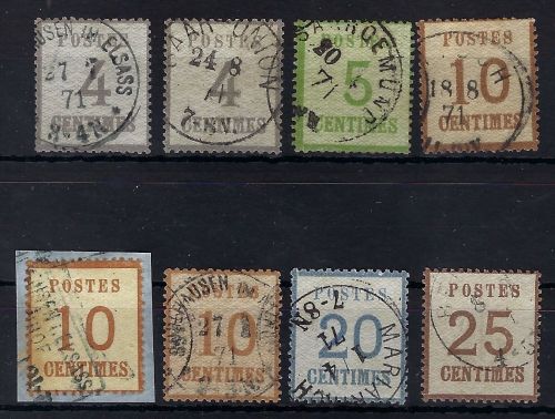 NDP OPD-Elsass/Lothringen, Mi 3-7II° teils doppelt/dreifach, ME 1.265€