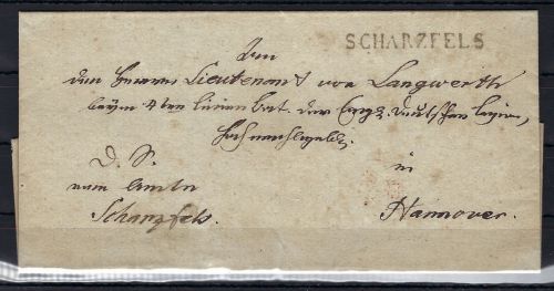 Hamburg Vorphilabrief mit L1 Schwarzfels n. Hannover