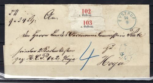 Hannover Paketbegleitbrief mit blauen K1 Eystrup n. Hoya