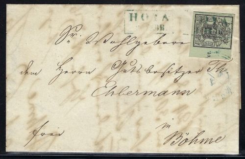 Hannover 2a ° EF Randstück mit RZ 10 und blauem Ra2 "Hoya"