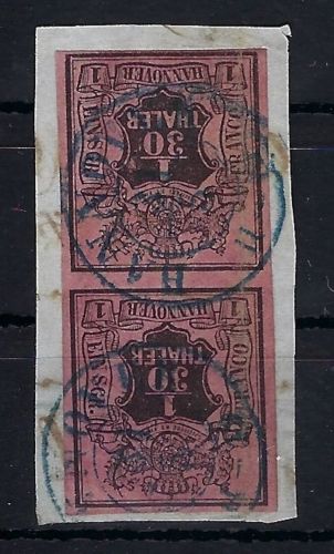 Hannover Mi 3 b senk. Paar mit blauem K2 Hannover, vollrandig