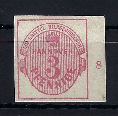 Hannover Mi13a (*) Randstück mit RZ 8, vollrandig