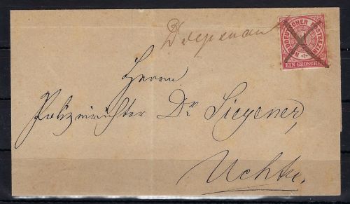 Hannover Nachverwendung auf NDP Diepenau handschriftlich und Federzug