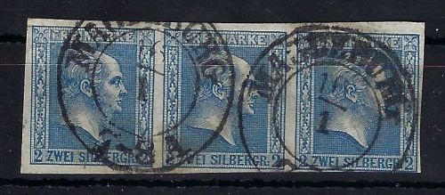 Preußen Mi 11a waag. Dreierstreifen mit sauberem K2 Magdeburg ME 500€