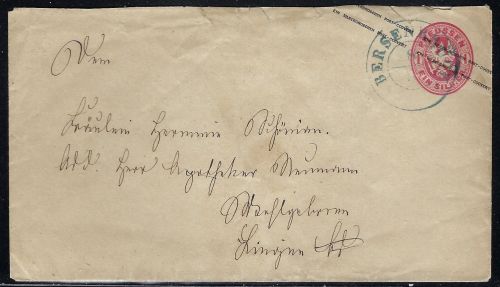 Preußen GA mit blauem K2 Bersenbrück nach Lingen