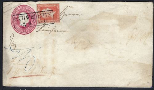 Preußen GA +Mi 1 vollrandig mit Ra2 Schweidnitz nach.....