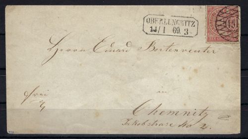 Sachsen Nachverwendung auf NDP Mi 6 EF, Gitterst. 151 Oberlugwitz