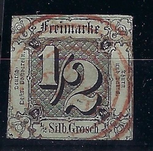 T. u. T. Mi 3a mit rotem Nummernst. 298 Schleiz, üblicher Schnitt