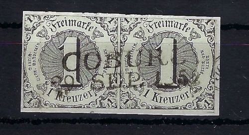 Thurn und Taxis Mi 7a Paar Briefstück mit vollständigem L2 Coburg